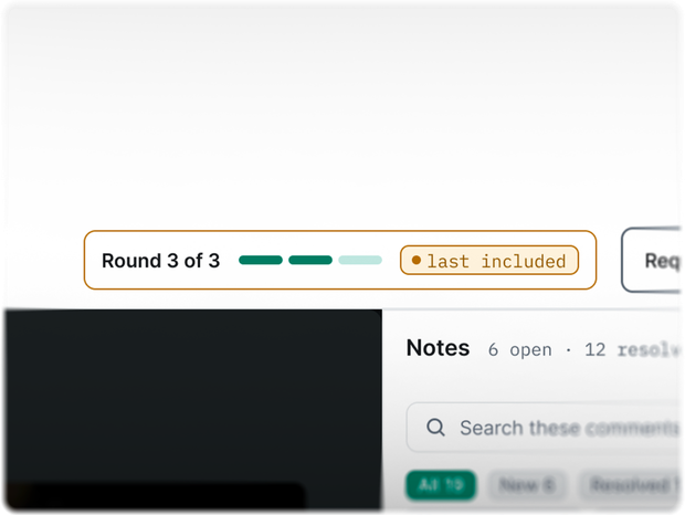 A revision round in EditWise with its round count: Round 3 of 3, the last one included.